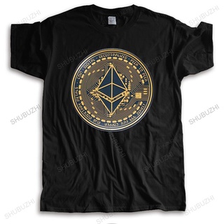 ROUND คอลูกเรือเสื้อยืดแขนสั้น ผ้าฝ้าย 100% พิมพ์ลายกราฟฟิค Ethereum Digital Money สําหรับผู้ชาย-4XL