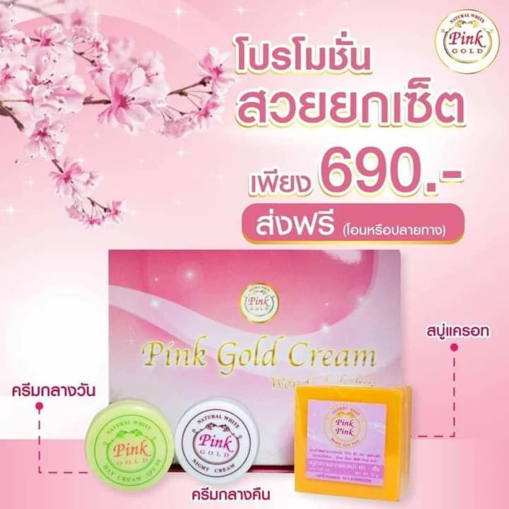 Pink Gold Cream ครีมบำรุงผิวหน้า ฟื้นฟูผิว ตัวช่วยกู้หน้าโทรม