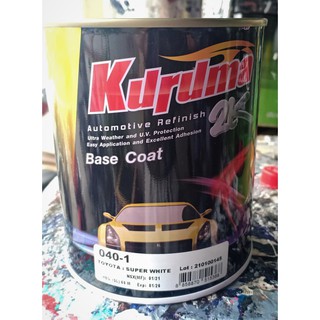 สีพ่นรถยนต์ สีรถยนต์ Kuruma คูลูม่าร์ 2K (สีขาว) 040-1 (ขนาด 1 ลิตร)