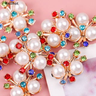 Redhot 10 ชิ้น มุก ดอกไม้ ปุ่มพลอยเทียม ประกาย คริสตัล กิ๊บติดผม Diy ใหม่