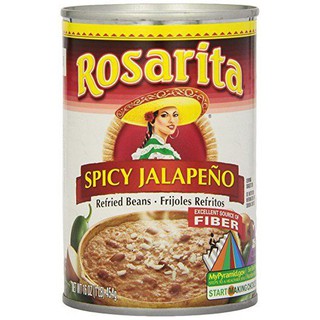 Rosarita Refried Beans Spicy 16 Oz โรซาริต้าถั่วทอดรสเผ็ด 16 ออนซ์