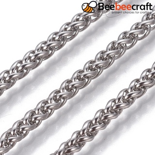 Beebeecraft 1 เมตร 304 สายโซ่สแตนเลสสีข้าวสาลีสุนัขจิ้งจอก 3 มม.