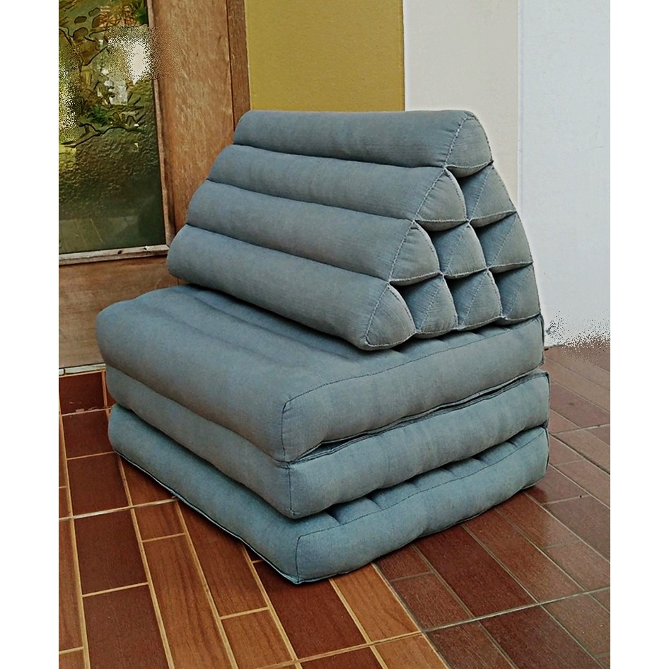 หมอนสามเหลี่ยม10ช่อง ที่นอน3พับ หมอนที่นอนนุ่น standard size 3 fold mattress triangle kapok cushion,Thai pillow, day bed