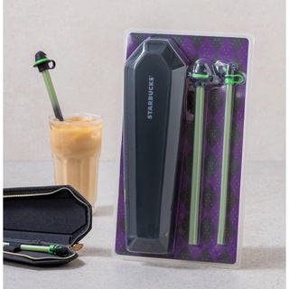 🎀【พร้อมส่ง】 2021 แก้วสตาร์บัคส์เกาหลี Starbucks Korea Magic Halloween Color Change Straw Set 神奇万圣节变色吸管组