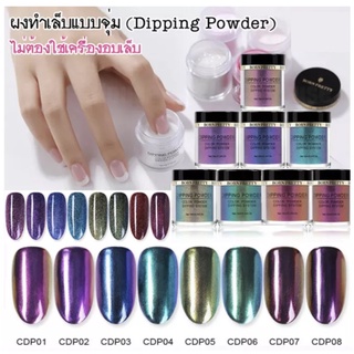 ฟรีแปรงขัด! ผงอะคริลิค แบบจุ่ม Metallic Mirror ยี่ห้อ Born Pretty - Dipping Powder CDP 01-08 (ไม่ต้องใช้เครื่องอบเล็บ)🌈