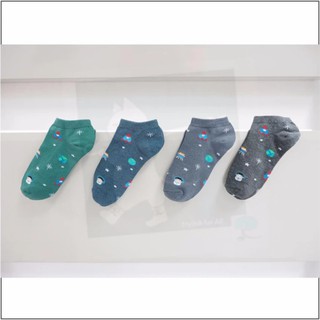 RINLIN ถุงเท้า แพ็ค 4 คู่ ข้อสั้น ผู้หญิง Women Lady Girl Sport Space Short Ankle Cotton Socks ลายอวกาศ