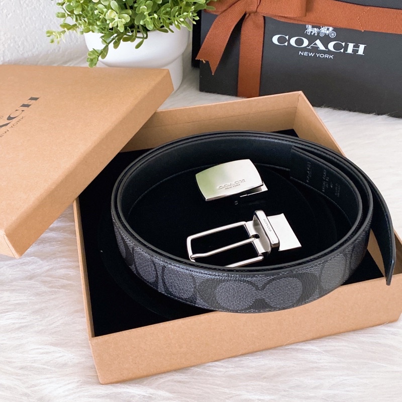 COACH SIGNATURE MOD PLAQUE HARNESS CUT-TO-SIZE REVERSIBLE BELT #F65242
