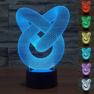 Mobius โคมไฟตั้งโต๊ะ LED 3D ไล่โทนสี 7 สี ชาร์จ USB