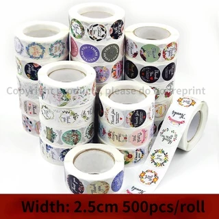 500ชิ้น/ม้วน สติกเกอร์ขอบคุณสําหรับเค้ก เบเกอรี่ ขนม ของขวัญ งานแต่งงาน