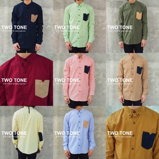 TWO TONE SHIRT  เสื้อเชิ้ตแขนยาว แต่งดีเทล