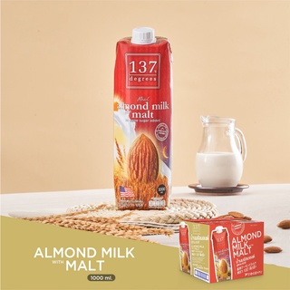 137 ดีกรี นมอัลมอนด์ สูตรมอลต์ ขนาด 1000ml x 12 (Almond Milk with Malt 137 Degrees Brand)