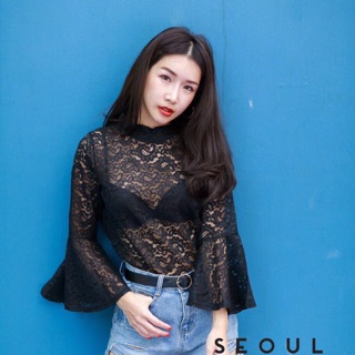 🌟New🌟เสื้อลูกไม้แขนกระดิ่ง งานสวย ผ้าหนา ใส่สวย