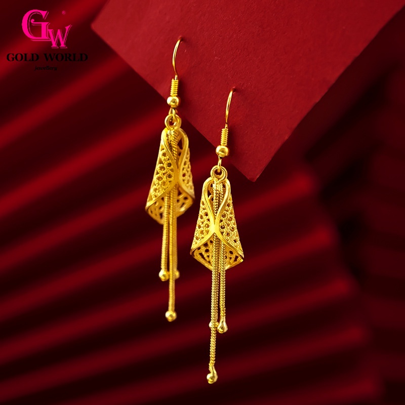 GW Jewellery เครื่องประดับแฟชั่น Emas 916 Gold Bangkok Summer Cicada Cicada ต่างหูใบกลวง