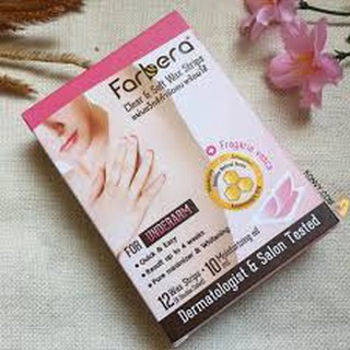 Farbera Clear &amp; Soft Wax Strips For Underarm แบบกล่อง (12 แผ่นแว๊กซ์ + น้ำยาเช็ด 10ml.)