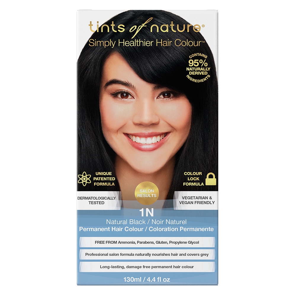 Tints of Nature 1N Natural Black - Permanent Hair Colour น้ำยาย้อมผมสีดำออร์แกนิค (130ml)