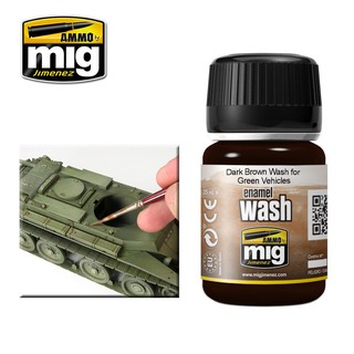 Ammo By MIG - AMIG1005 DARK BROWN WASH FOR GREEN VEHICLES