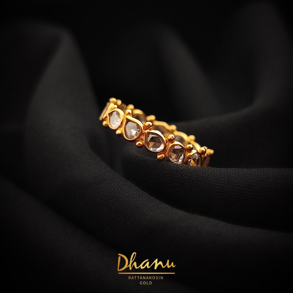 Dhanu แหวนพิรอดเพชรซีก แหวนทองแท้ แหวนเพชรแท้ ทรงพิรอด แหวนเสริมดวง