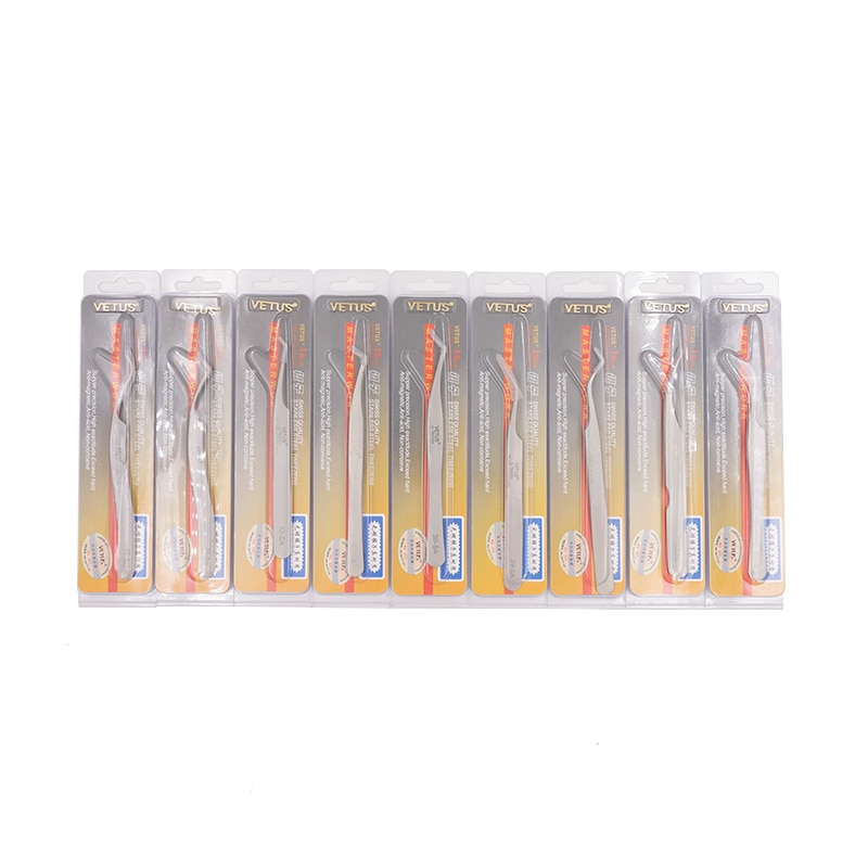 100% VETUS 3Dแหนบขนตา Volume Eyelash EXTENSION แหนบพัดลม Lash สแตนเลสแม่เหล็กแหนบคิ้ว