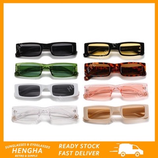 (HENGHA)COD แว่นตากันแดด UV400 กรอบสี่เหลี่ยมผืนผ้า ขนาดเล็ก สีแคนดี้ สําหรับผู้หญิง