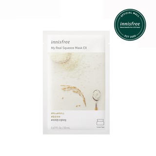 innisfree My real squeeze mask-rice  EX(20ml) อินนิสฟรี มาส์กหน้า ข้าว (1 แผ่น)