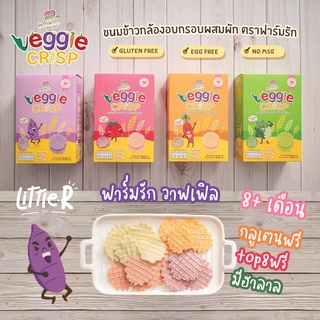 ฟาร์มรัก Farmrak Veggie Crisp วาฟเฟิล ขนมข้าวกล้องอบกรอบผสมผักและผลไม้ สำหรับเด็ก 8 เดือนขึ้นไป