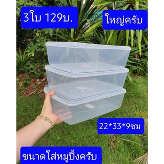 3ใบ  กล่องใส่หมูปิ้ง   33*22*9ซม  กล่องใส่อาหาร  ใหญ่ครับ  กล่องอาหาร กล่องใส่อาหารสด