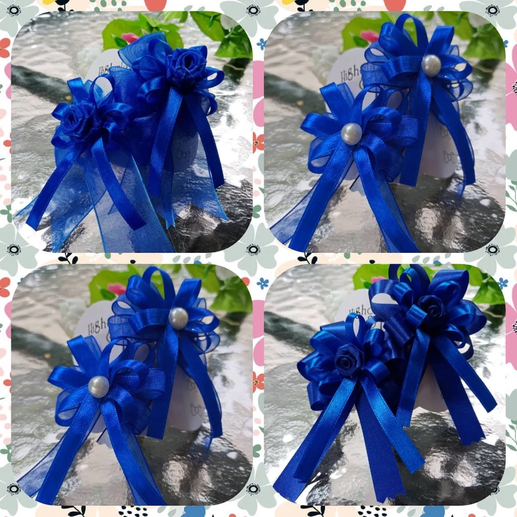 โบว์ติดผมนักเรียน เป็นคู่ สีน้ำเงิน สีขาว และหลากสี มีหลายแบบ ขายเป็นคู่