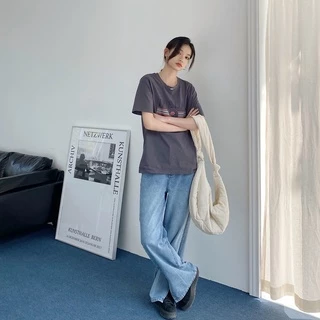 Mollygirl เสื้อยืดคอกลมสกรีนลาย เสื้อยืดคอกลม เสื้อยืด