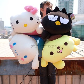 หมอนข้าง ตัว Kitty คิตตี้ &amp; Bad BadtzMaru แบดแบด &amp; Cinnamonroll &amp; Pompompurin ปอมปอมปูริน ท่าหมอบ ตัวนุ่ม 25นิ้ว Sanrio