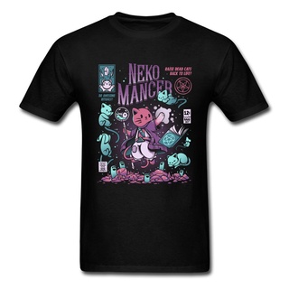 เสื้อยืดโอเวอร์ไซส์Neko Mancer Cat Wizard Funny T Shirt Best Christmas Gift High Quality Cotton T-Shirt Boy Anime Comic