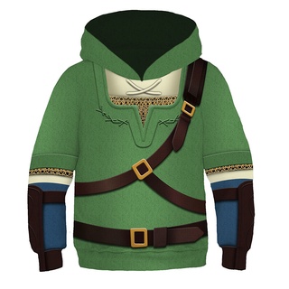 พร้อมส่ง เสื้อแจ็กเก็ต เสื้อสวมหัว พิมพ์ลาย The Legend of Zelda 3D สําหรับเด็กผู้ชาย