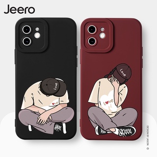 Jeero เคสคู่ เคสไอโฟน คู่รัก ขอบเหลี่ยมกันกระแทกซิลิโคนนุ่มการ์ตูนน่ารักตลก เคสโทรศัพท์ Compatible for iPhone 15 14 13 12 11 Pro Max SE 2020 X XR XS 8 7 ip 6S 6 Plus HFE1113