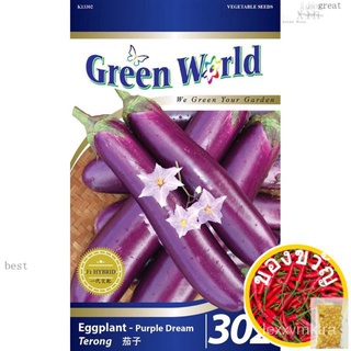 NON GMO SEEDS 302 Green World Eggplant Purple Dream (50 seeds) มะเขือยาว GW302 benih terung苹果/种子/木瓜/园艺/母婴/seeds/帽子/鲜花/儿童