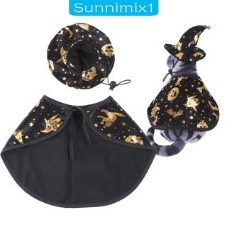 [Sunnimix1] ชุดเสื้อคลุมหมวกฮาโลวีนสําหรับสัตว์เลี้ยงสุนัขแมว