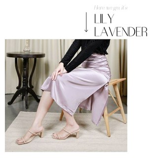 กระโปรงผ้าซาติน ทรงดินสอ Pencil Side Slit Skirt