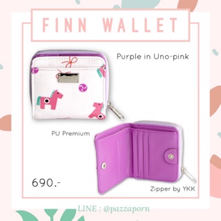 กระเป๋าสตางค์ ใบสั้น แบรนด์ PAZZAPORN รุ่น Finn ลาย uno-pink สี purple