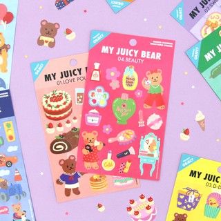 Juicy Bear Sticker (Object) สติ๊กเกอร์น้องหมี แบรนด์ Second Mansion จากเกาหลี ของแท้