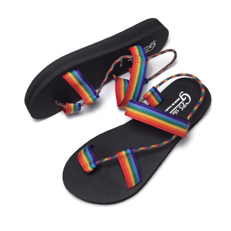 รองเท้าแตะรัดส้น สไตล์ญี่ปุ่น งานสาย Rainbow สีสันสดใส ดีไซน์ทรงเก๋ พื้นนุ่มใส่สบายเท้า - รูปที่ 2