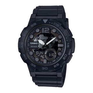 Casio Standard นาฬิกาข้อมือผู้ชาย สายเรซิน รุ่น AEQ-100W,AEQ-100W-1B,AEQ-100W-1BVDF