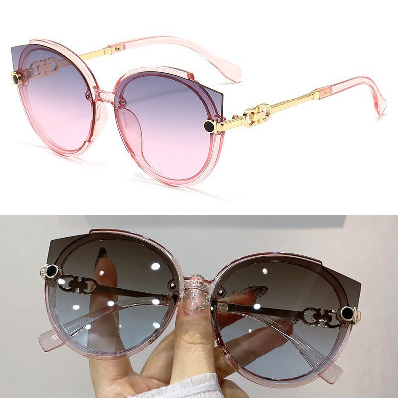 ผู้หญิงริมทะเลวันหยุดแว่นตากันแดดป้องกันรังสียูวีบุคลิกภาพแฟชั่นไล่โทนสีสีเลนส์แว่นตา