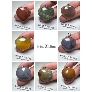 จี้หินอาเกต (agate) หินอาเกตแท้ ธรรมชาติ ขนาดประมาณ 28x32x12 มม