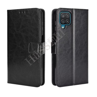 เคสสำ Samsung Galaxy A12 Case PU Leather Flip Phone Case Samsung A12 A 12 GalaxyA12 เคส เคสโทรศัพท์มือถือ พลิกซองโทรศัพท์