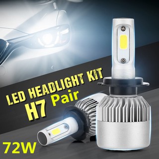 หลอดไฟหน้ารถยนต์ C8 LED ขาว ไอซ์บลู H7 1คู่   2pc LED Headlight Kit H7 C8 72W 7200LM