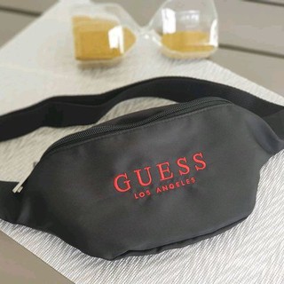 กระเป๋าคาดเอว GUESS Factory   Fanny Pack สีดำ ลายปักสีแดง ใช้ได้ทั้งชาย หญิง