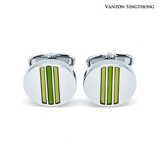 (เก็บโค้ดส่วนลดหน้าร้านลด50฿) Vanzon Singthong คัฟลิ้งค์ Circle Rhodium Cufflinks CL50001