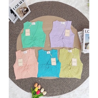 เสื้อครอปแขนกุดผ้าอัดยับ ป้ายG-Rose รุ่นนี้ขายดีมาก