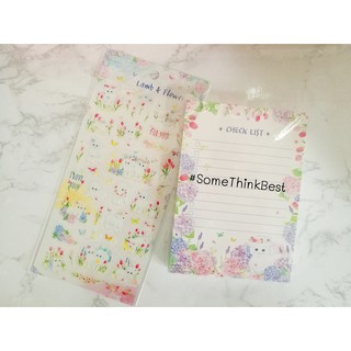 🦄 สติ๊กเกอร์ 🦄 Manet Memo sheet + sticker กระดาษโน้ต สติกเกอร์ To do check list - ลาย Lamb &amp; Flower