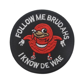 แผ่นแพทช์ ลาย Follow me I Know De Wae Hook &amp; Loop Patch สีดํา