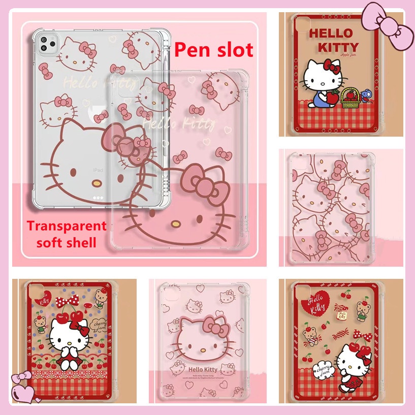 For iPad Cartoon Cute HelloKitty creative ice cream pattern prevent drop Protection ipad tablet Cover Case with pen slot for iPad2021.iPad2020 10.2inches iPad2018ipad2017 iPadMini4 5 6 ipadAIr1 2 3 4