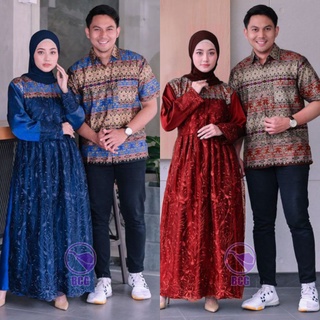 Gamis กํามะหยี่นําเข้าซูเปอร์มิกซ์กระเบื้องกระเบื้องและ Batik Prada คู่มุสลิม